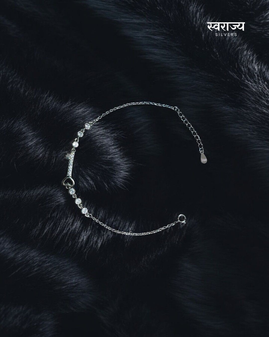 Fancy Key -925 Silver Ladies Bracelet