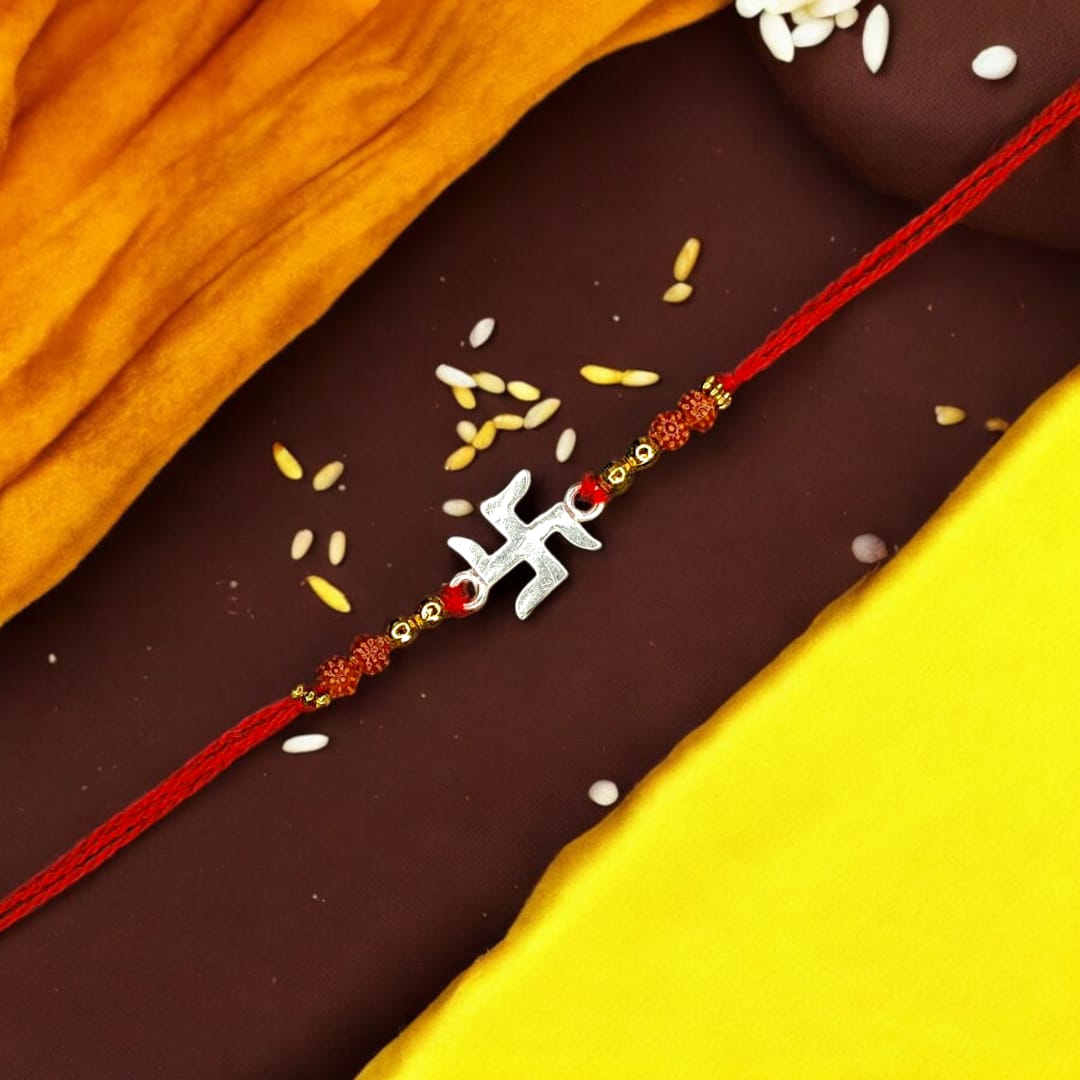 Silver Swastik Rakhi