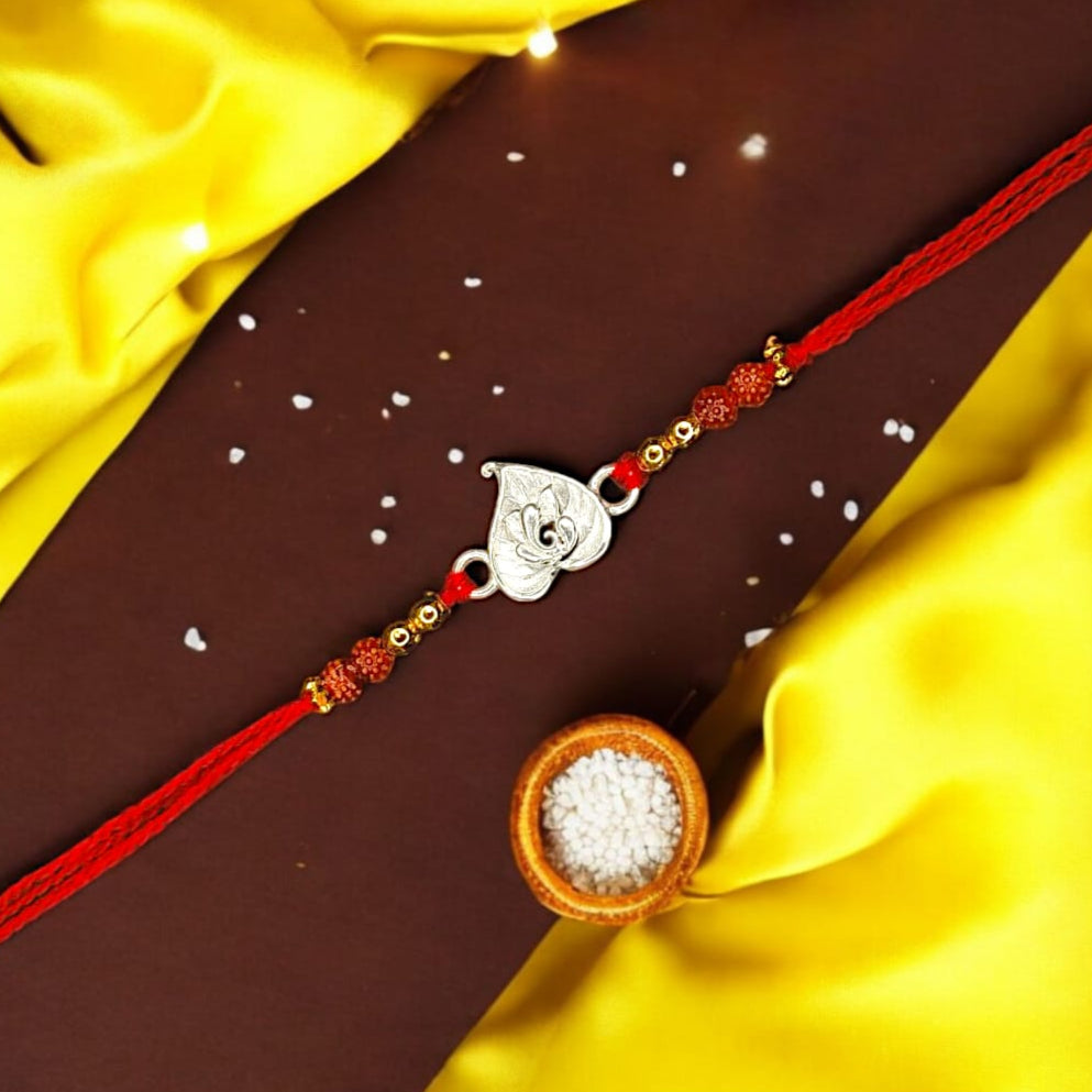 Silver Leaf Ganpati Rakhi