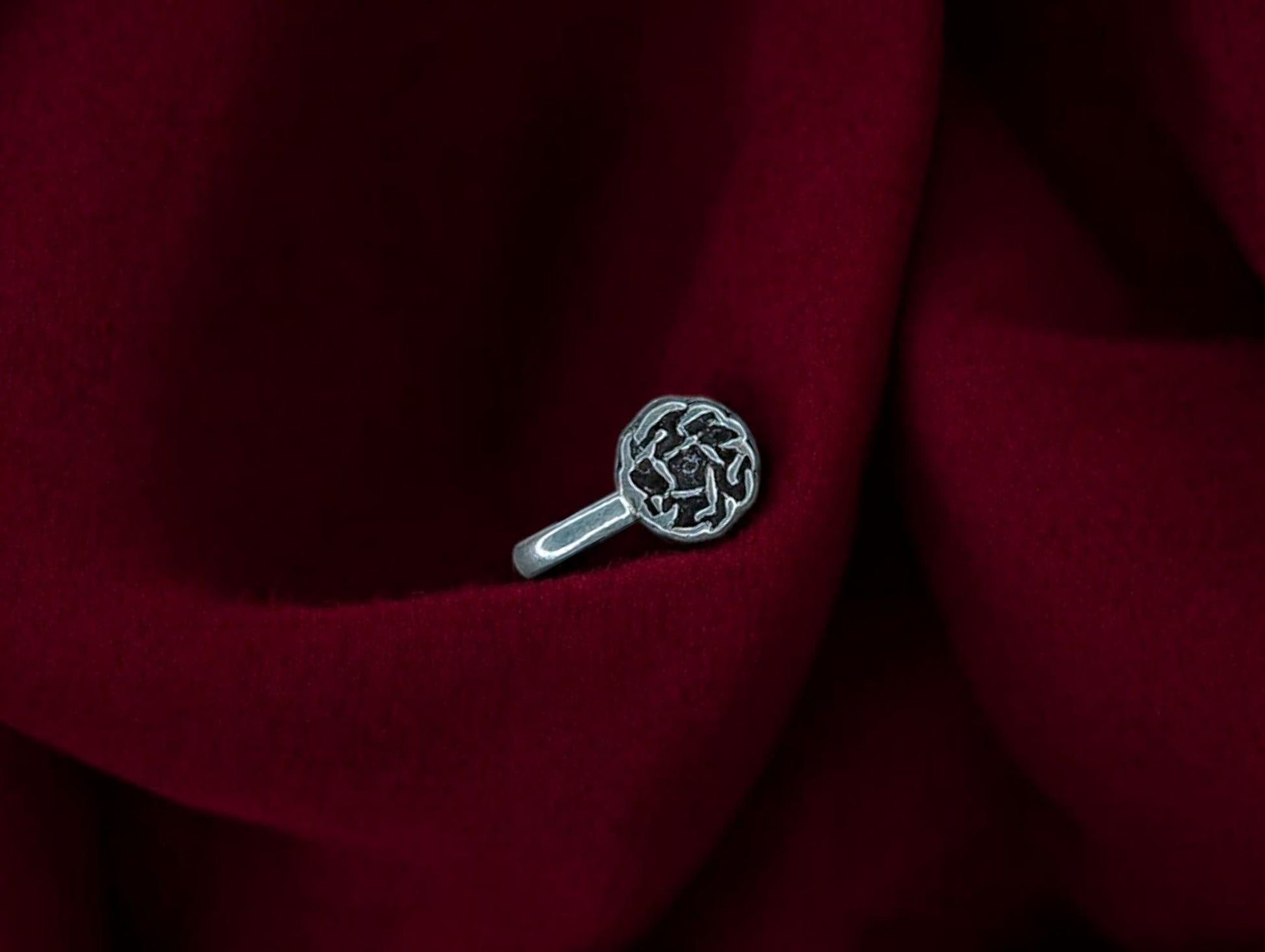 Nose Pin (Pressing) Oxidised Round Mandala - 925 Silver