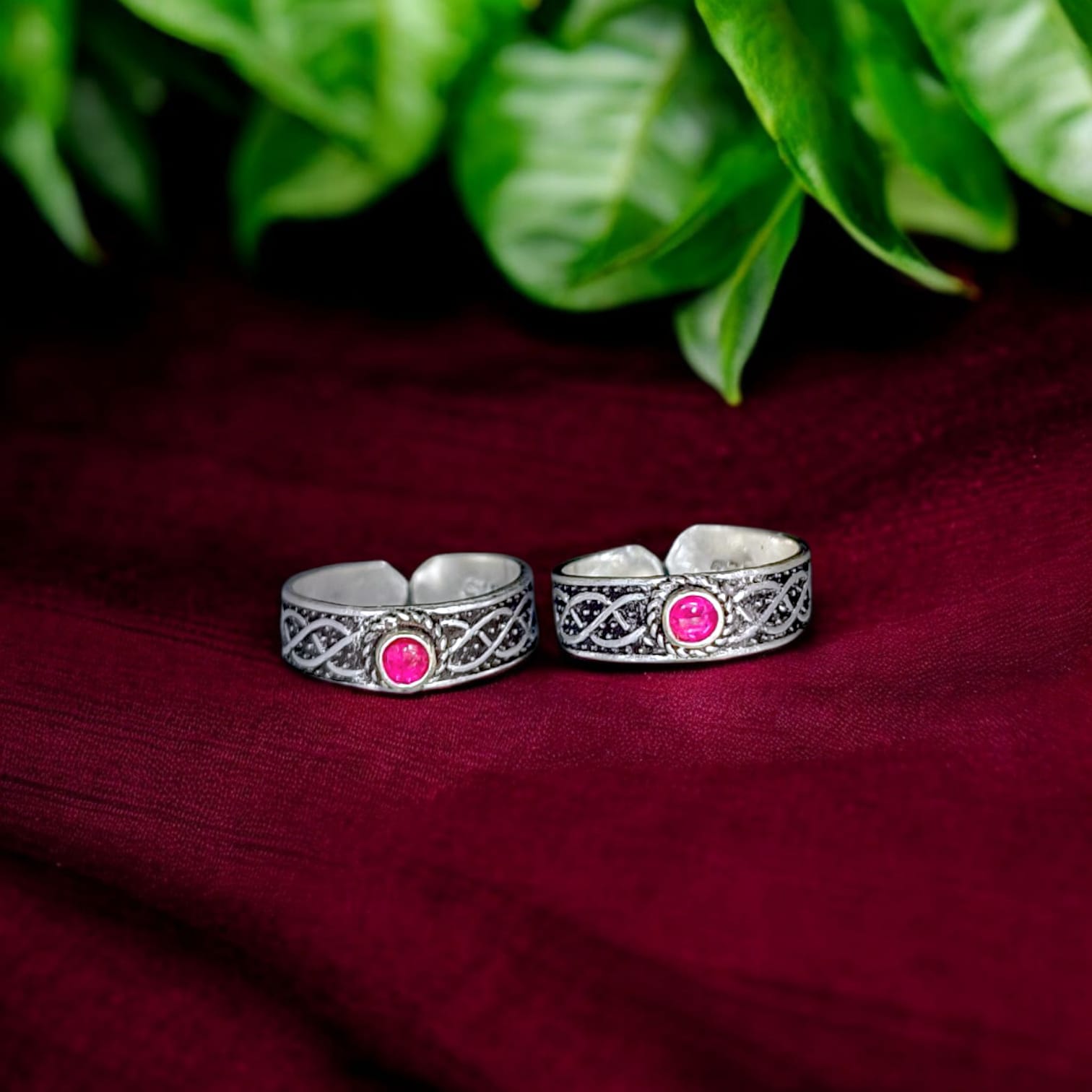 Silver Fancy Oxidised Toe Ring