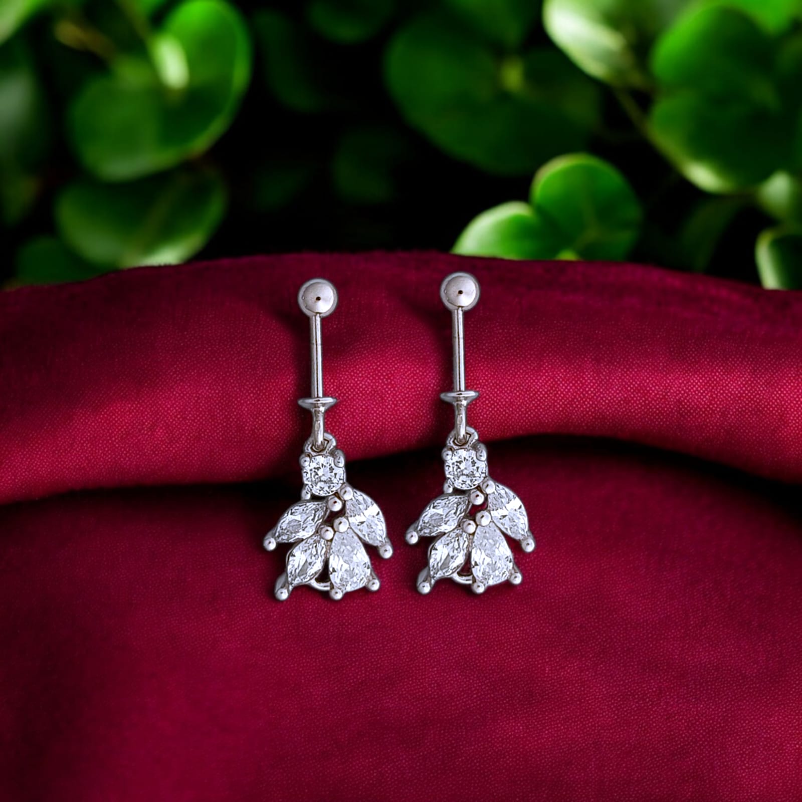 Silver Dazzling Diamond Bugadi Earrings pair