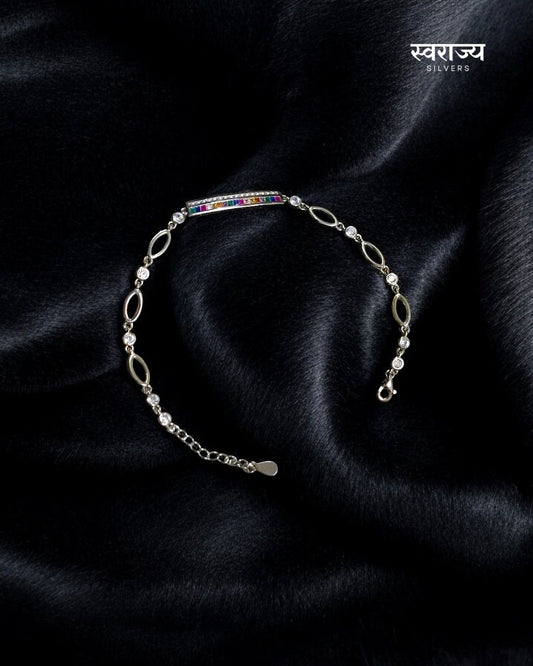 Multicolour- 925 Silver Ladies Bracelet
