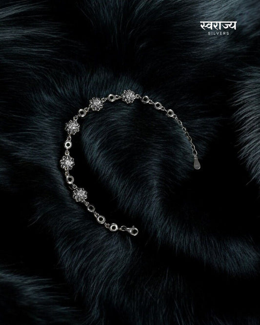 Orchid Studded - Ladies 925 Silver Bracelet