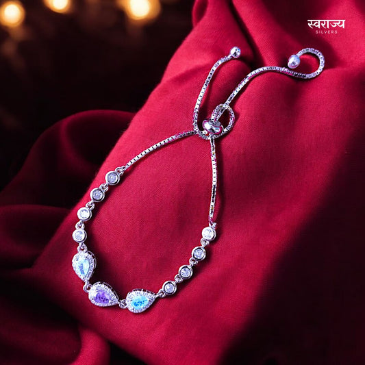 Fancy Victoria Multicolour Diamond -925 Silver Adjustable Ladies Bracelet