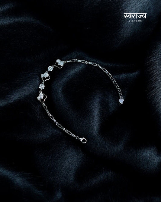 Half Floral - 925 Silver Ladies Bracelet