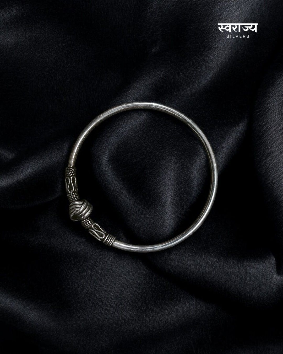 Oxidised Adjustable Ladies Kada - 925 Silver