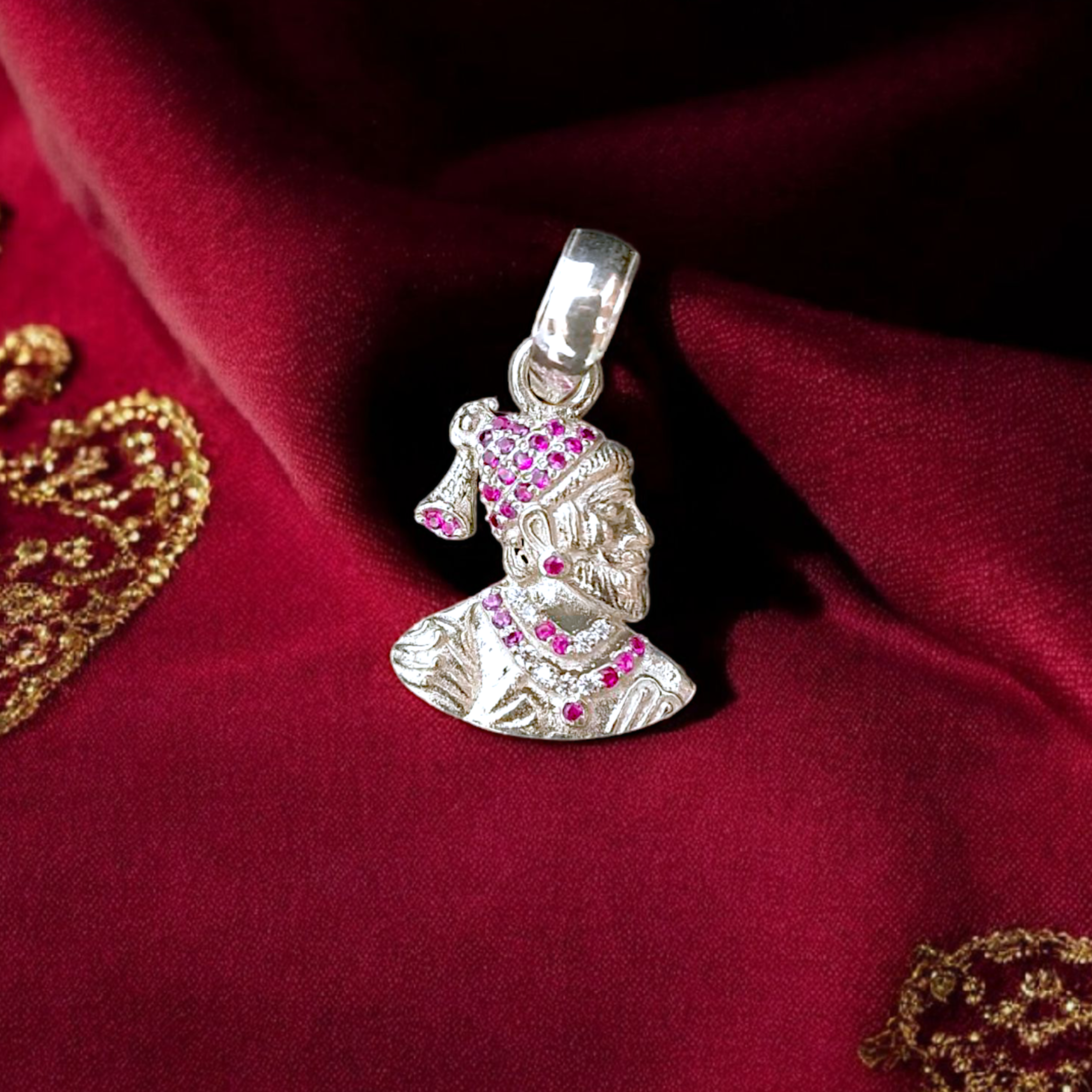 Chhatrapati Shivaji Maharaj Pendant - Zircon Embeded