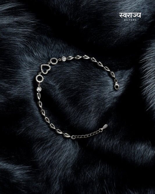 Heart Shaped - Ladies 925 Silver Bracelet