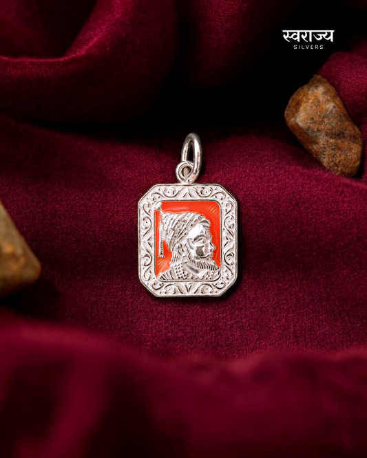 Chhatrapati Shivaji Maharaj Orange Enamel Pendant