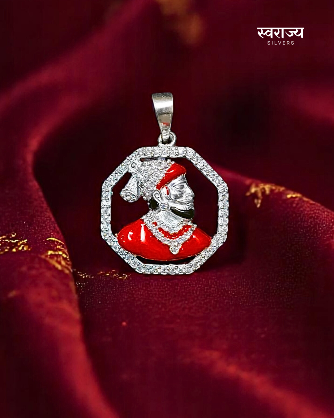Chhatrapati Shivaji Maharaj Pendant Diamond Studded