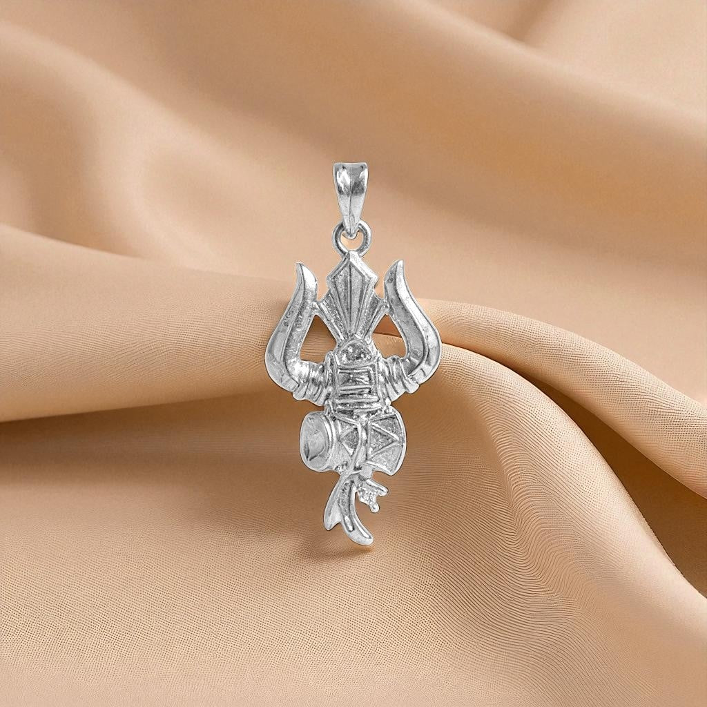 Mahadev Trishul Damru Locket Silver