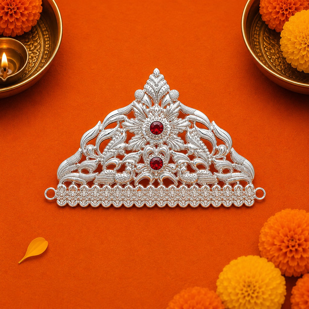Divine Ganpati Silver Crown with 2 Diamonds