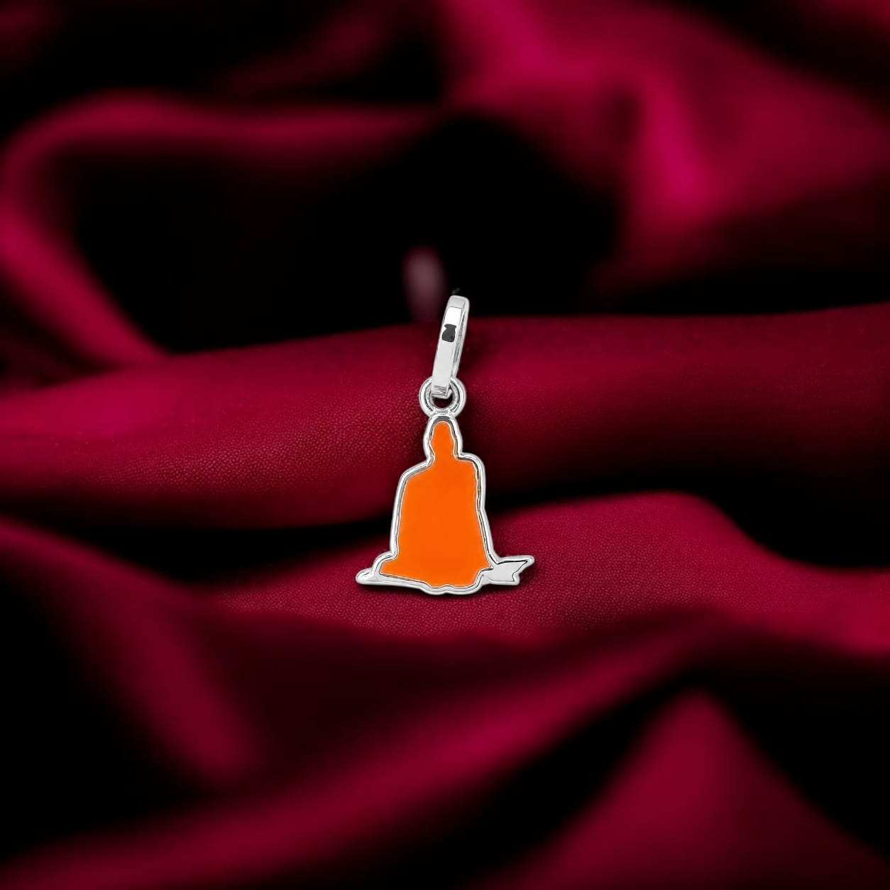 Shree Swami Samarth Baby Pendant Orange Enameal - 925 Silvers