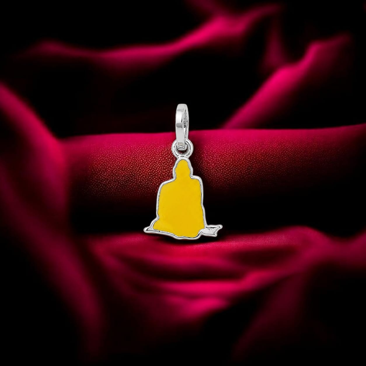 Shree Swami Samarth Baby Pendant Yellow Enamel - 925 Silvers