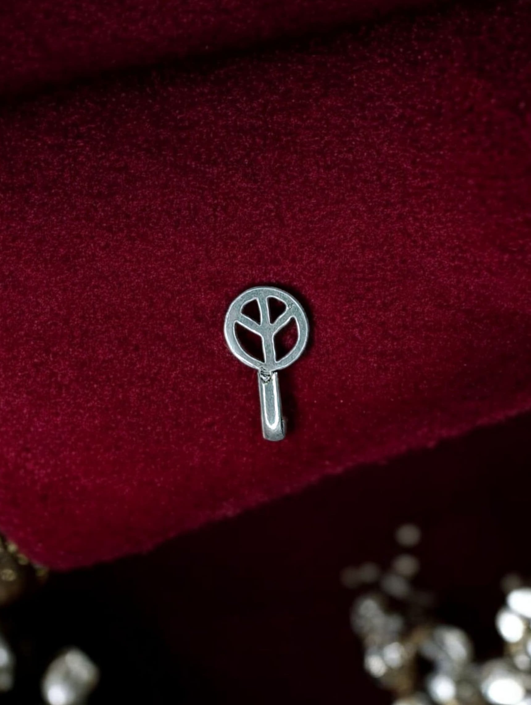 Nose Pin (Pressing) Peace Symbol - 925 Silver