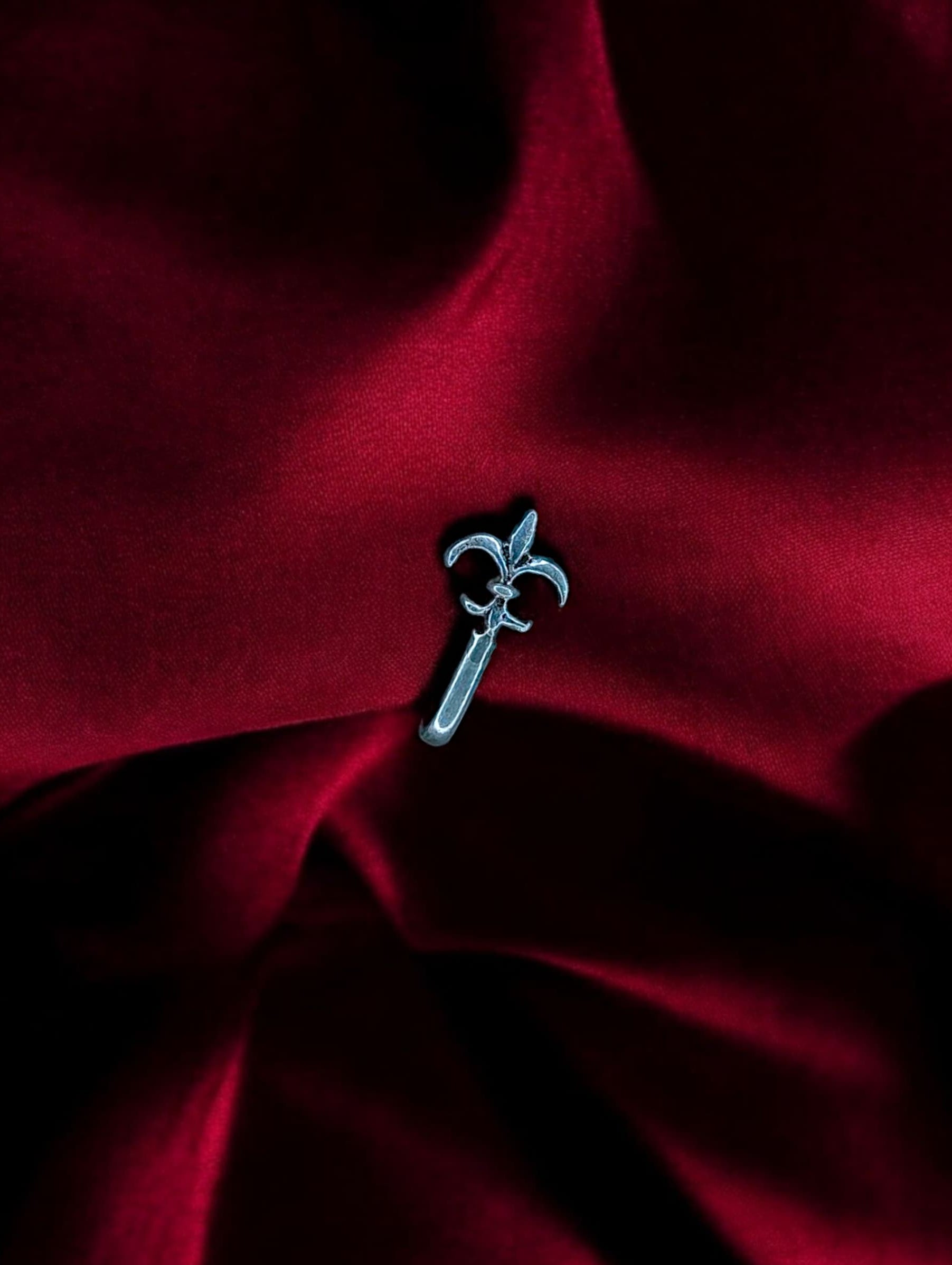 Nose Pin (Pressing) Trishul Shape  - 925 Silver