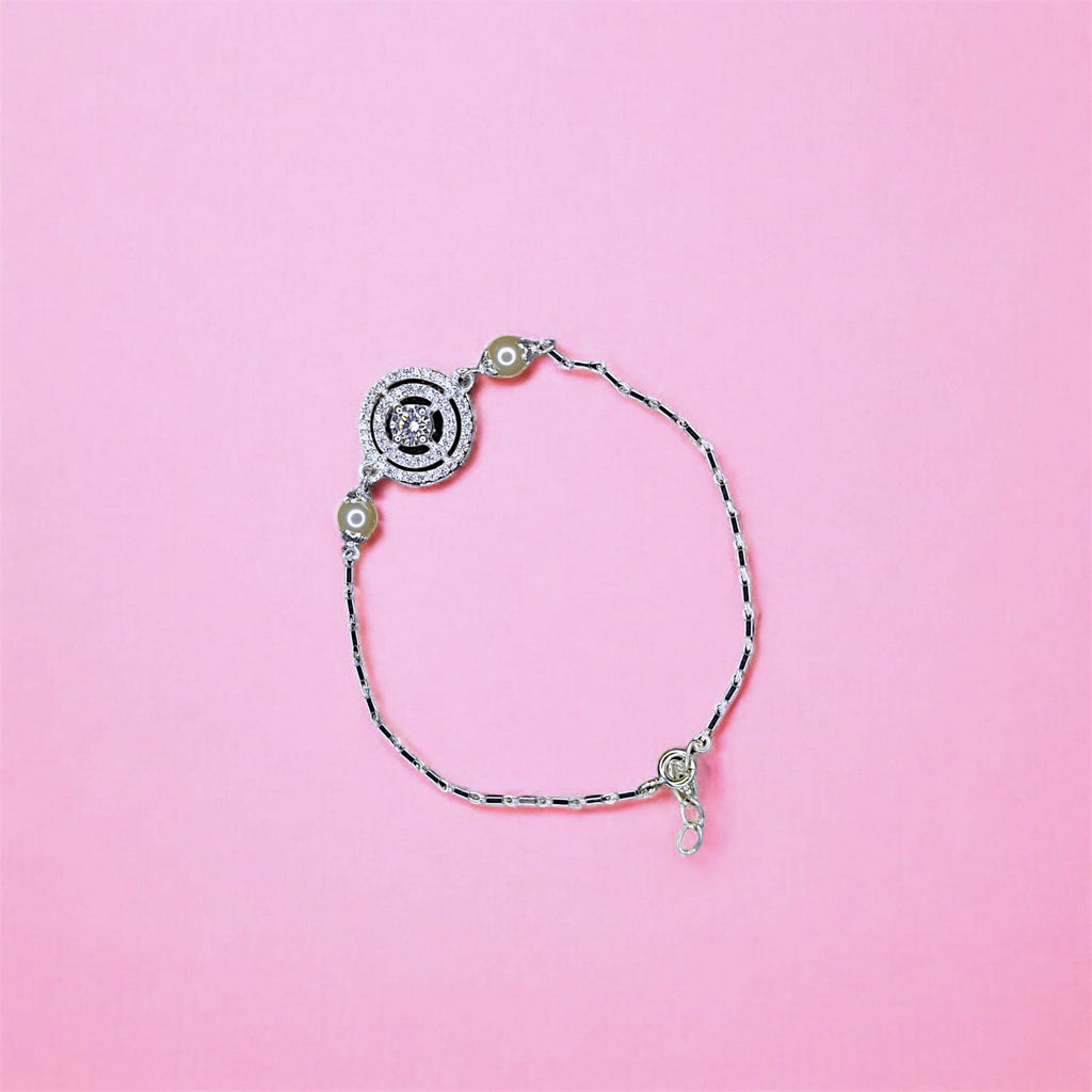 Circular Gun Metal Beaded Hand Mangalsutra - 925 Silver