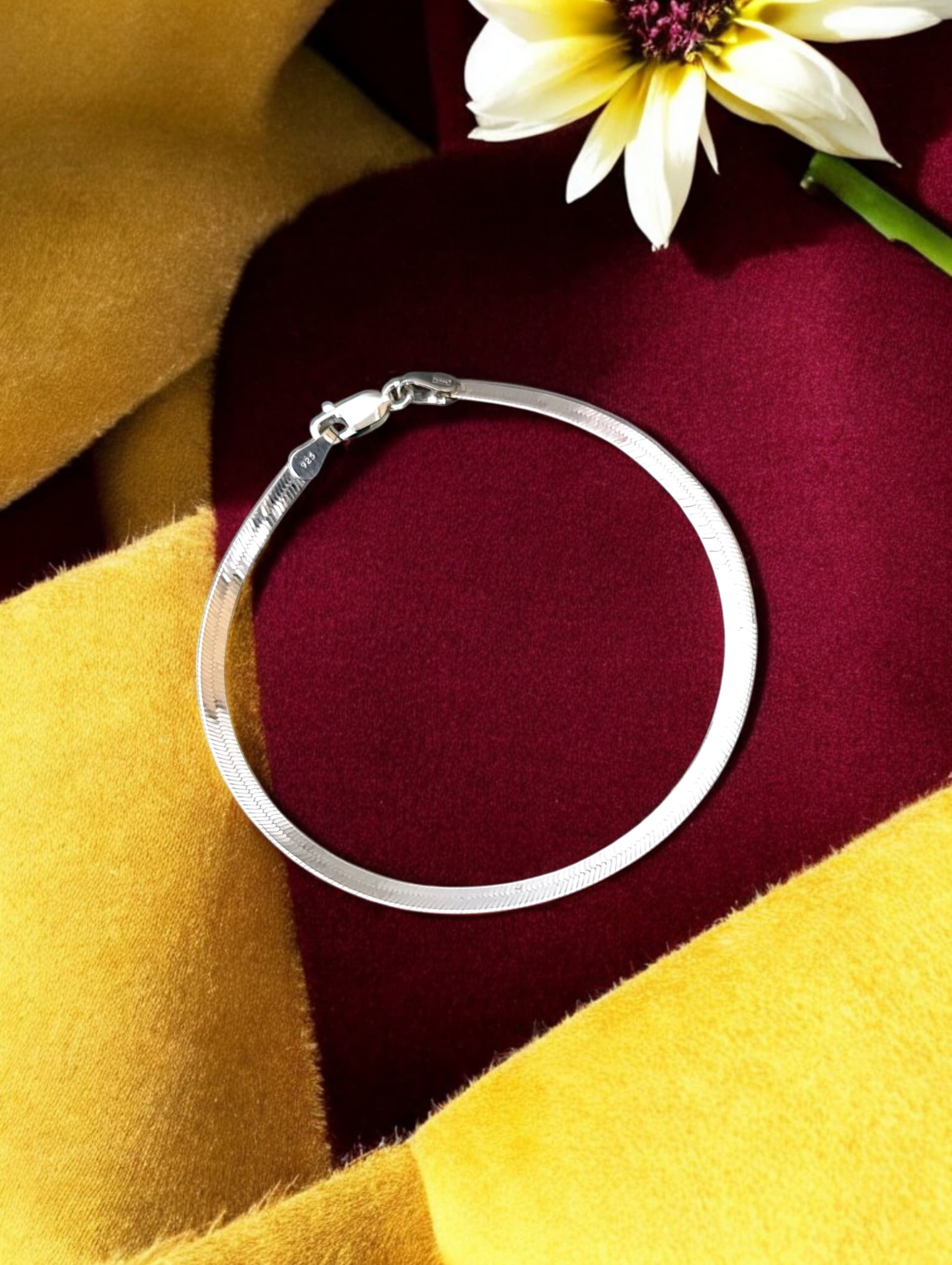 Fancy Plain Ladies Bracelet - 925 Silver