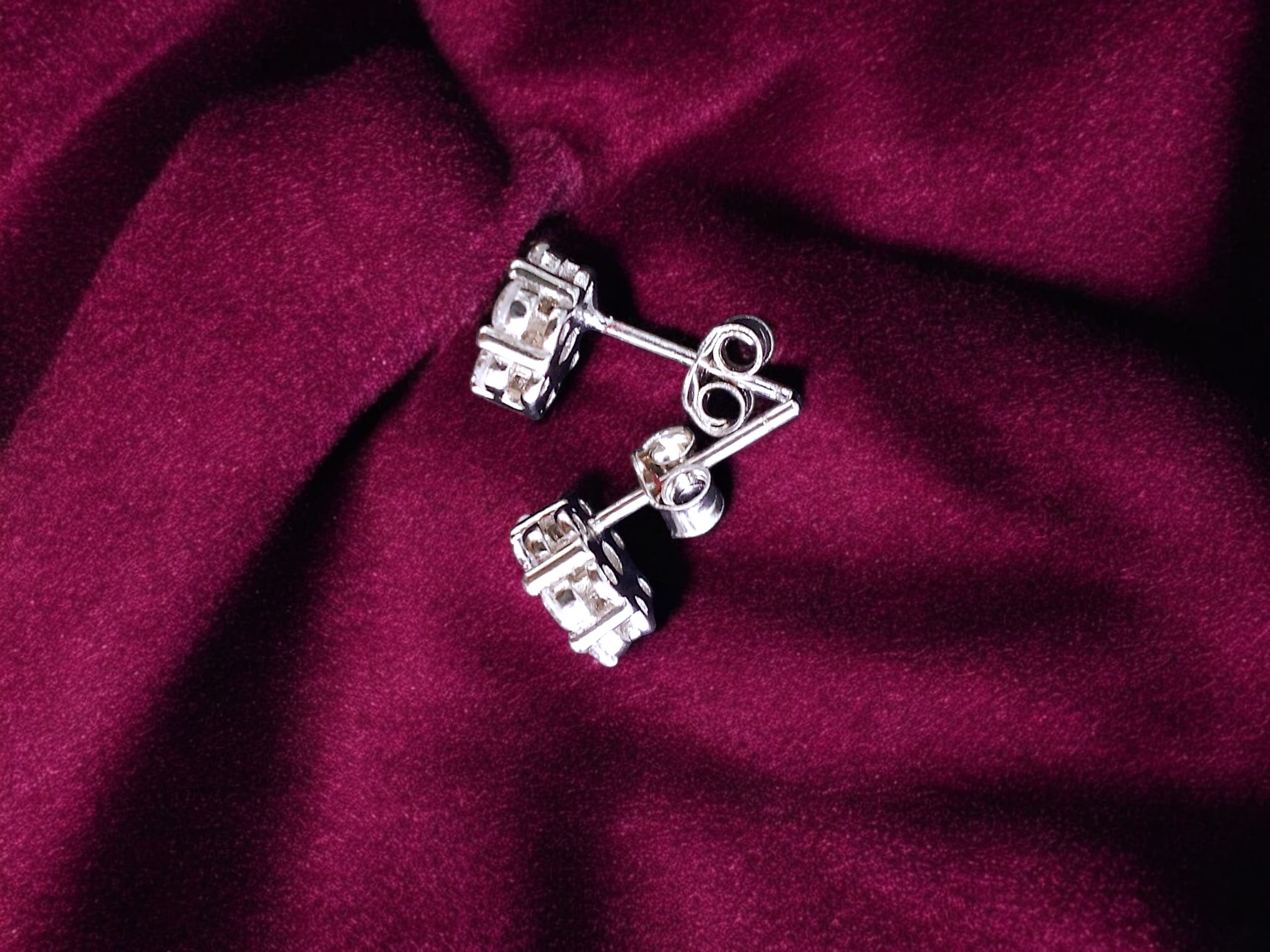 Diamond Floral Earrings - 925 silver