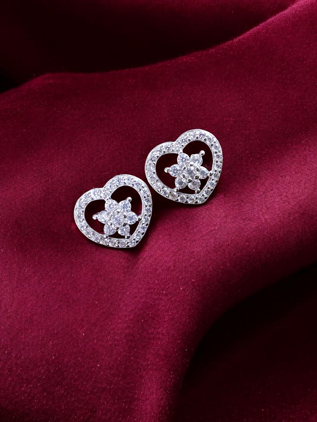 Heart Shaped Earrings - 925 silver