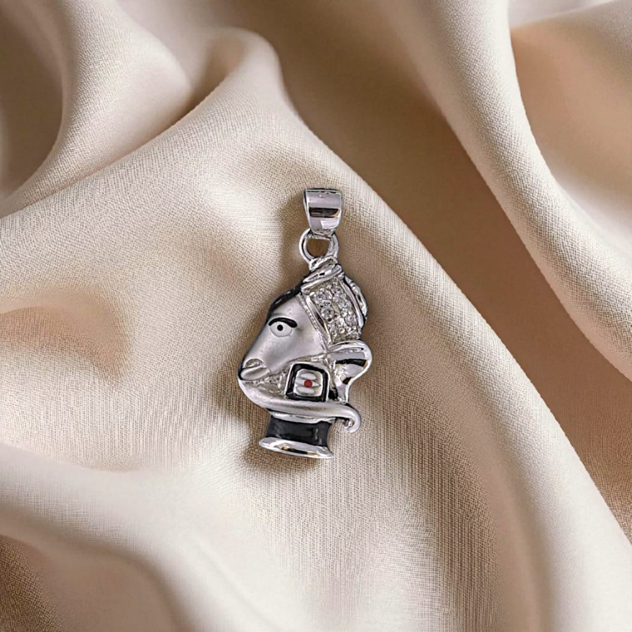 Silver Ganesha with Shivling Matte Pendant