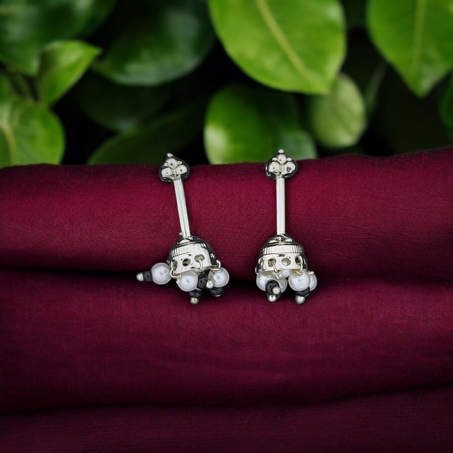 Silver Pearl Drop Bugadi Earring