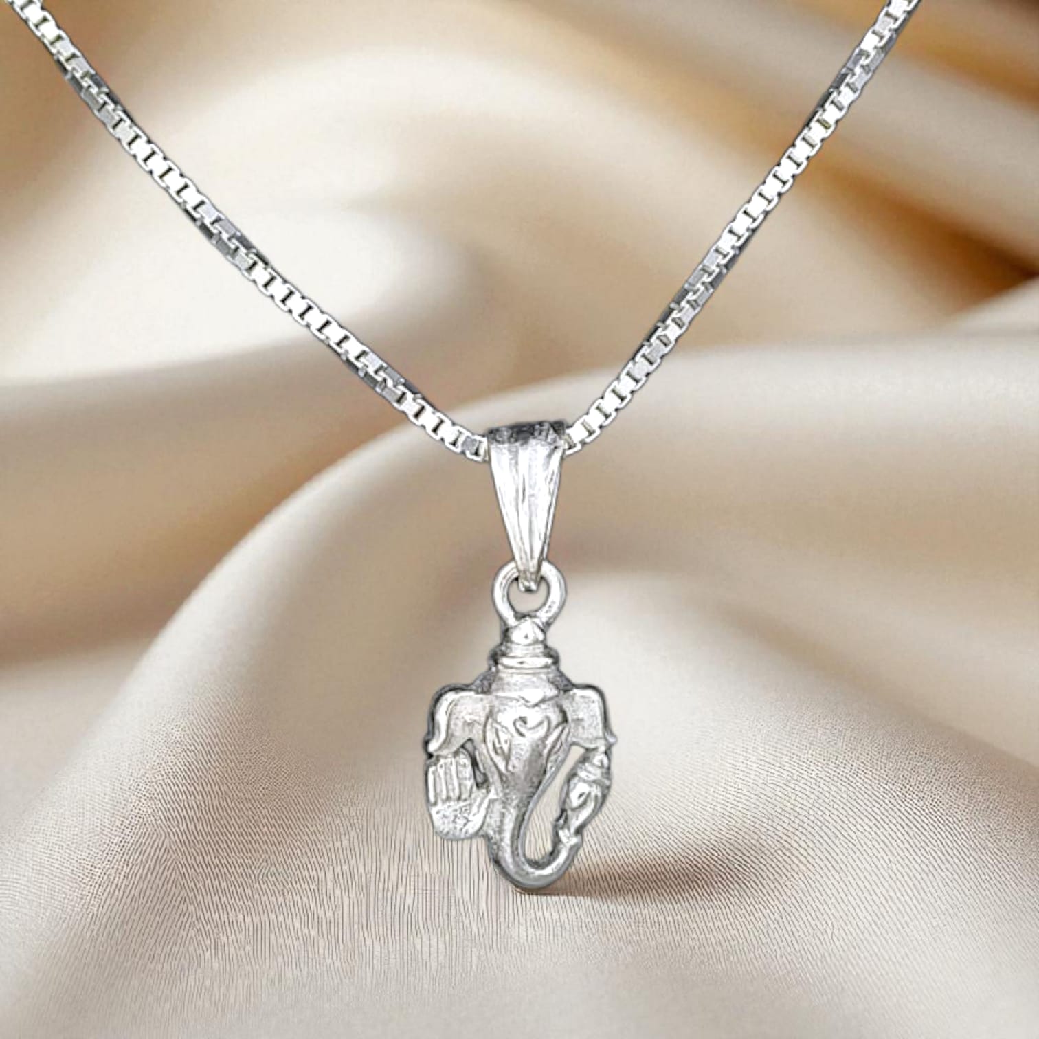 Lord Bal Ganesha Pendant with Chain - 925 Silver