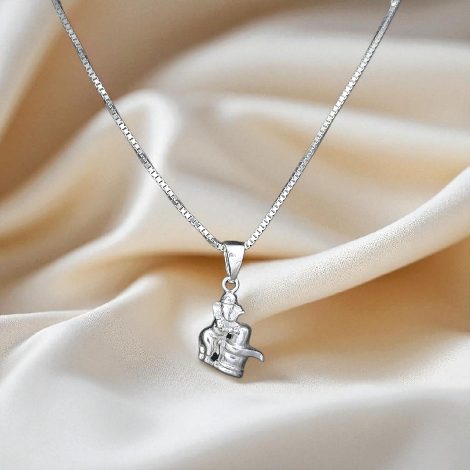 Ganesha Shivling Pendant with Chain - 925 Silver