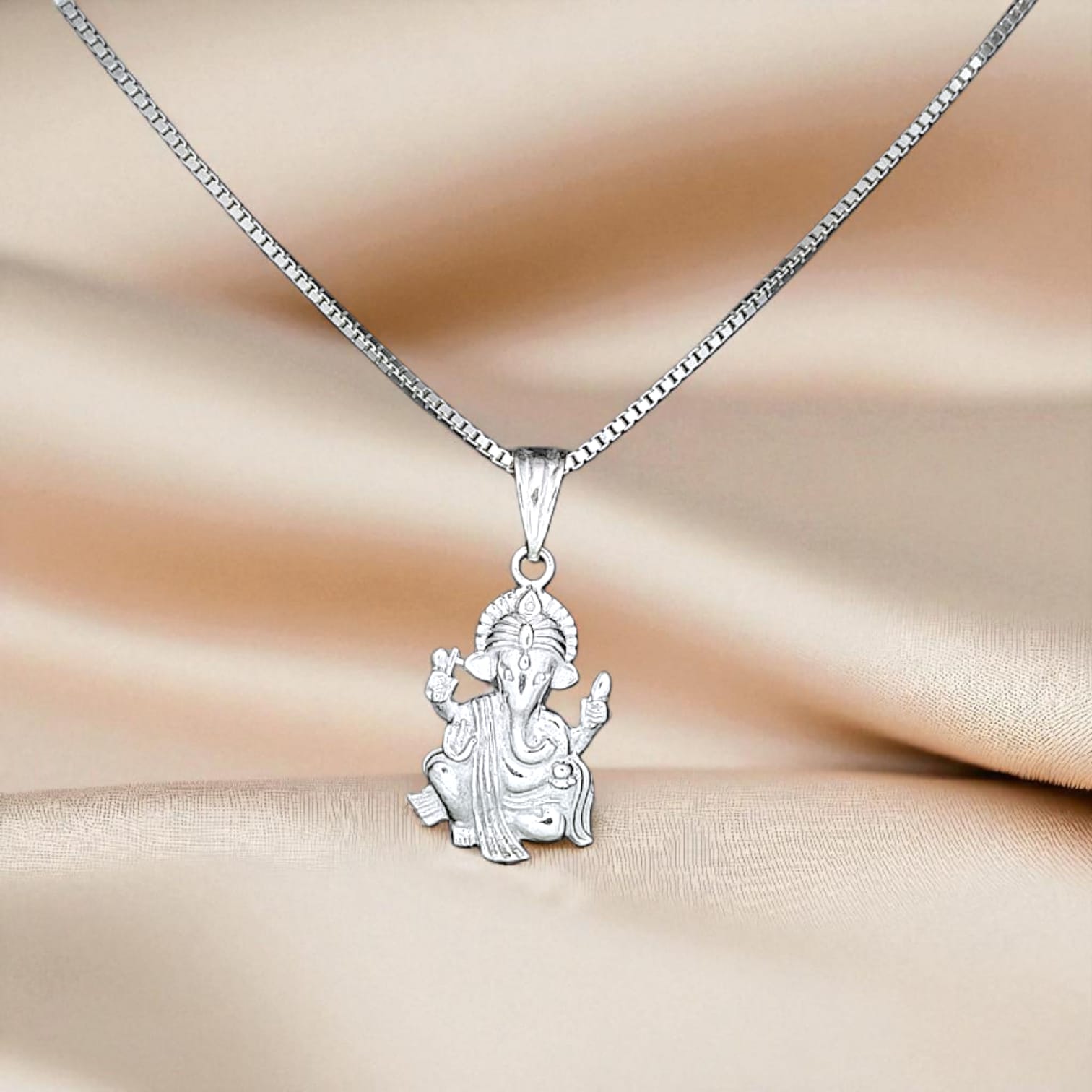 S6 - Silver Ganpati Pendant with Chain-925 Silver