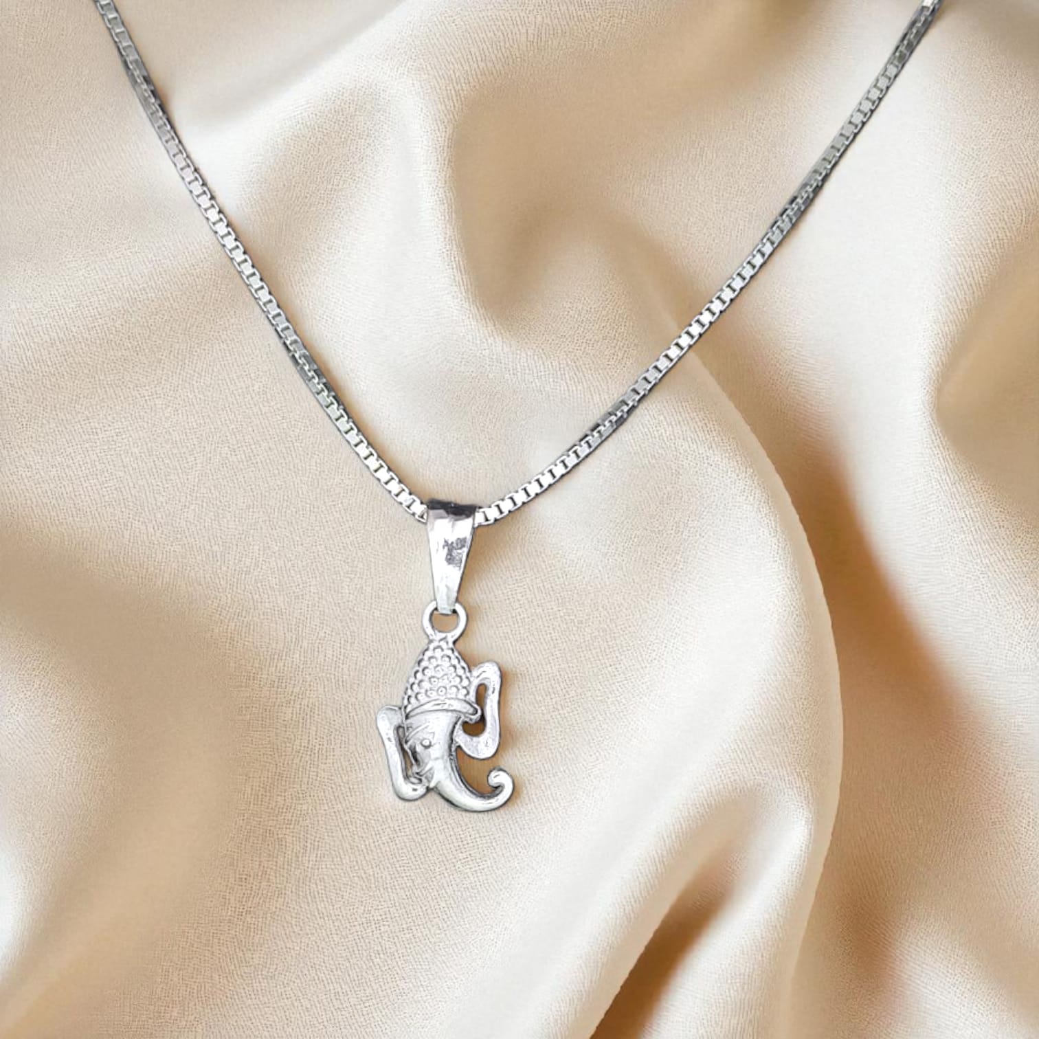 S7 - Silver Ganesha Pendant with Chain-925 Silver