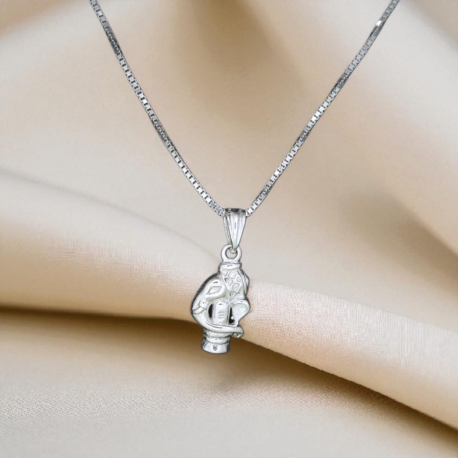 Silver Lord Ganesha Shivling Pendant with Chain