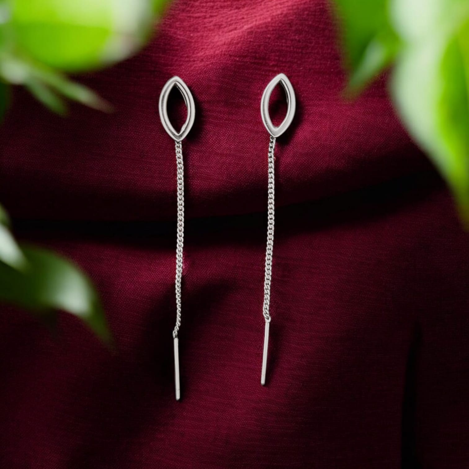 Oval Shape Sui Dhaga Earring - 925 Silvers