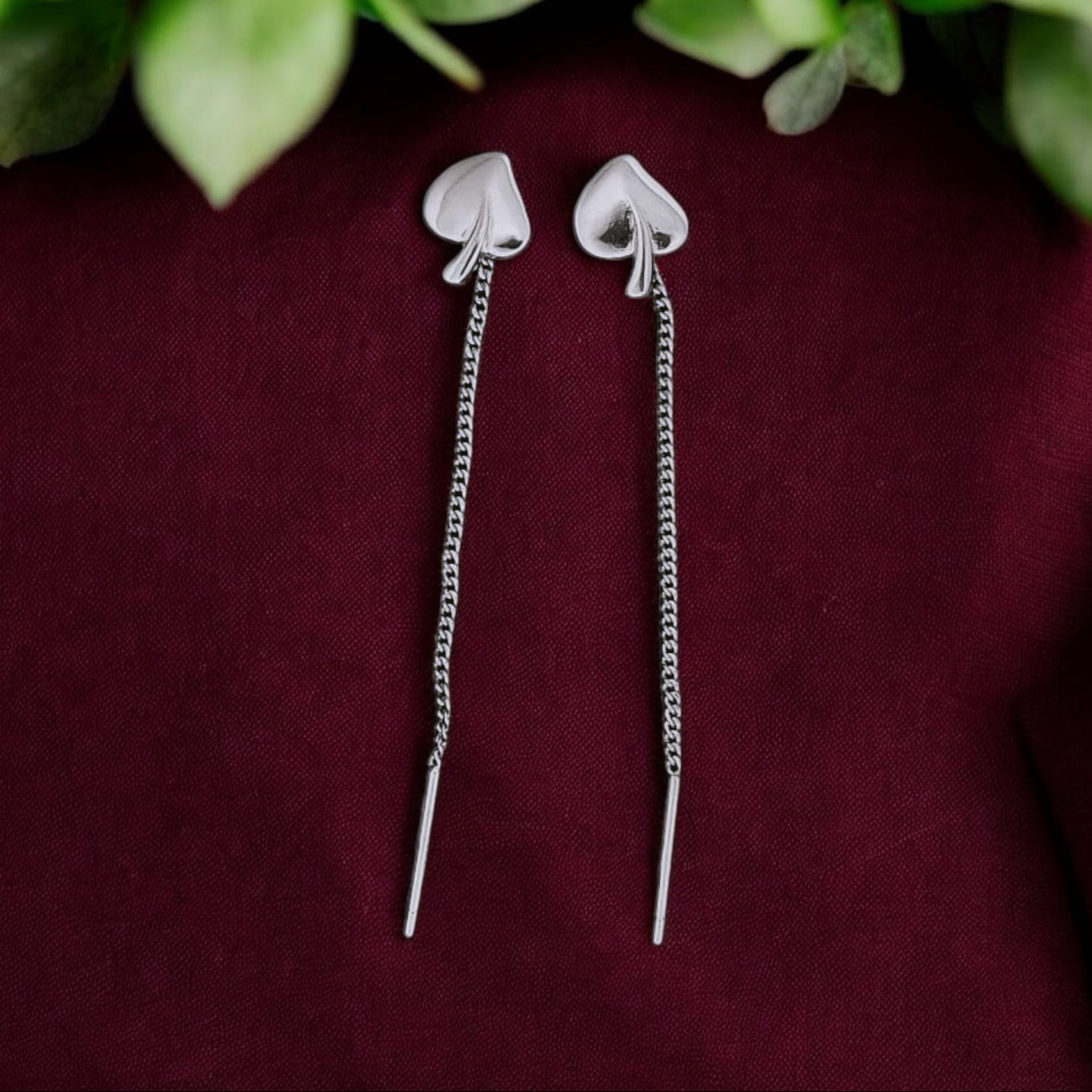 Leaf Shape Sui Dhaga Earring pair - 925 Silvers