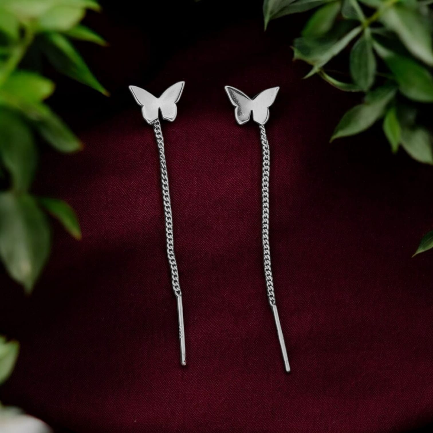 Plain Butterfly Shape Sui Dhaga Earring - 925 Silvers