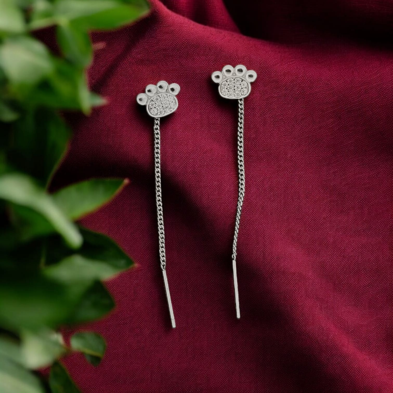 Paw Shape Sui Dhaga Earring - 925 Silvers