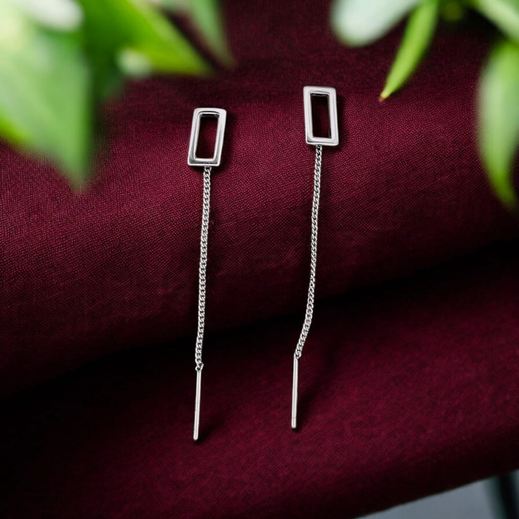 Rectangle Shape Sui Dhaga Earring pair - 925 Silvers