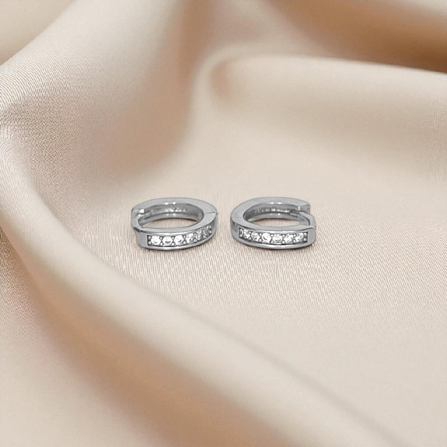 Single Line Diamond Bali /Hoop earring- 925 Silver