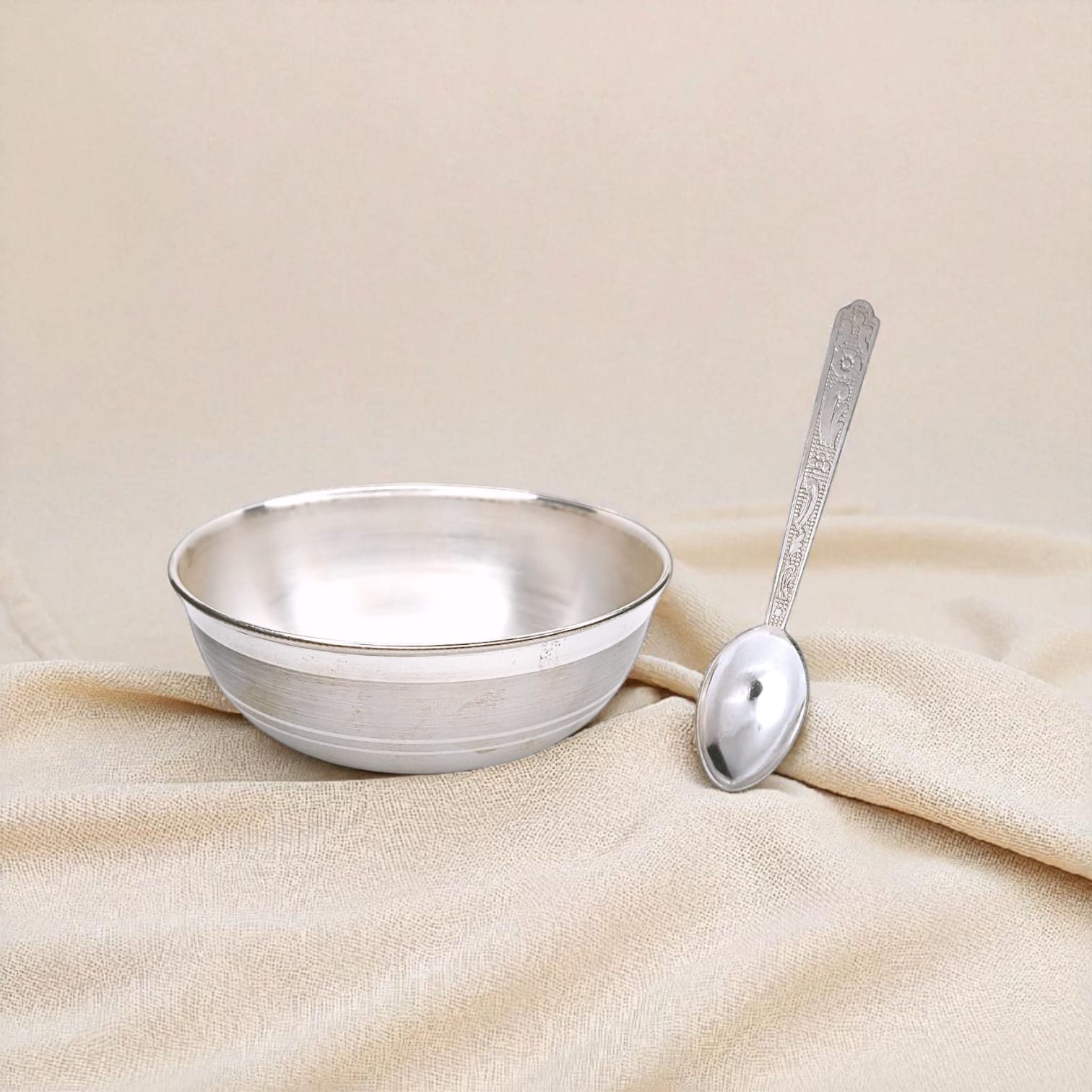 Silver Big Bowl With Spoon