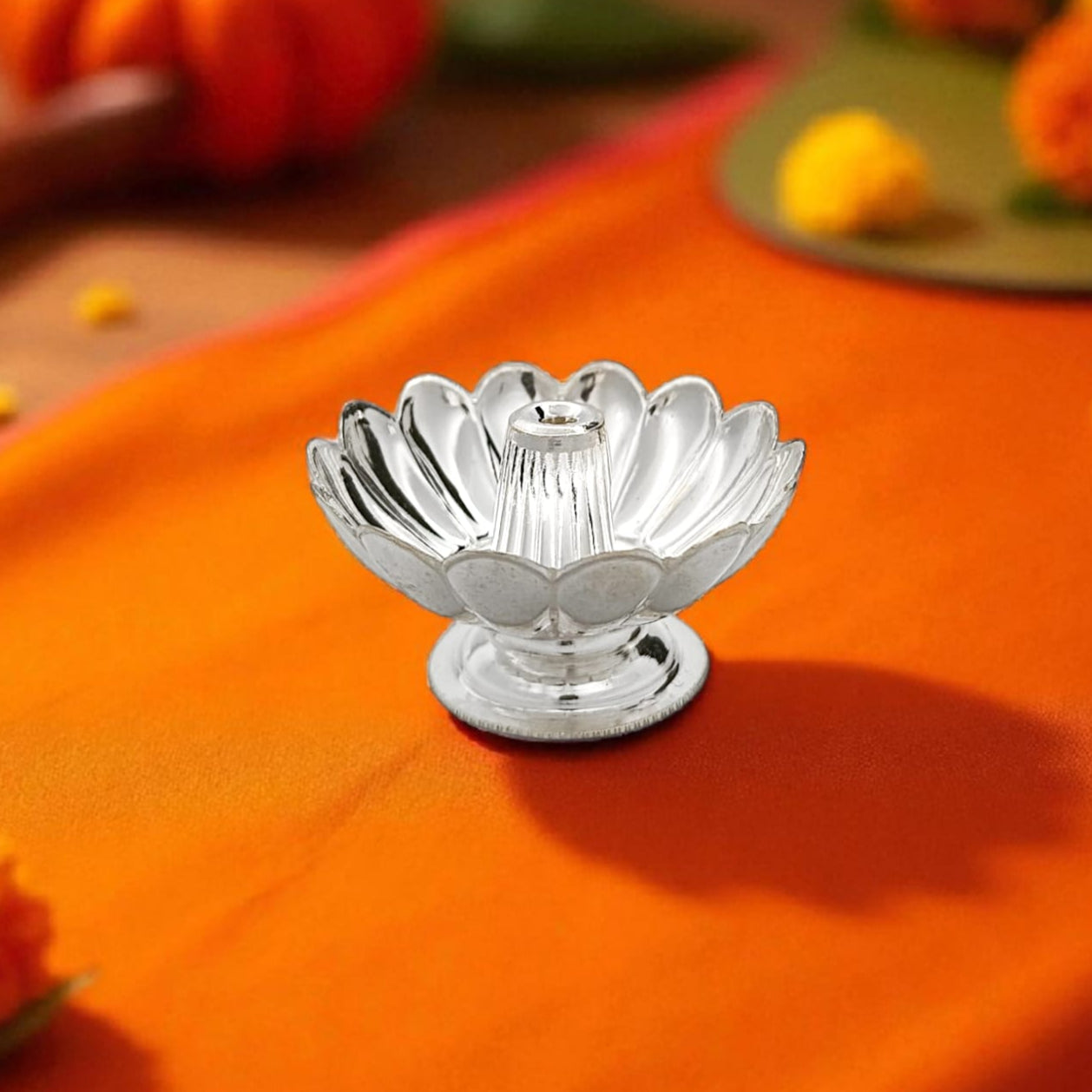 Silver Lotus Diya