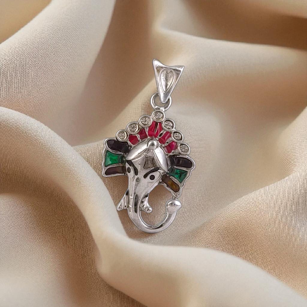 Silver Multi Stud Ganesha Pendant