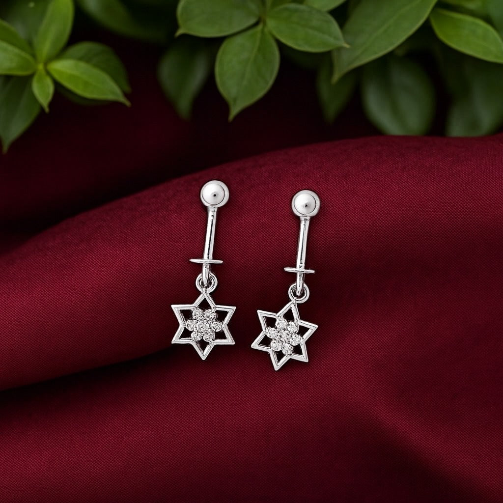 Silver Fancy David Star Bugadi Earrings