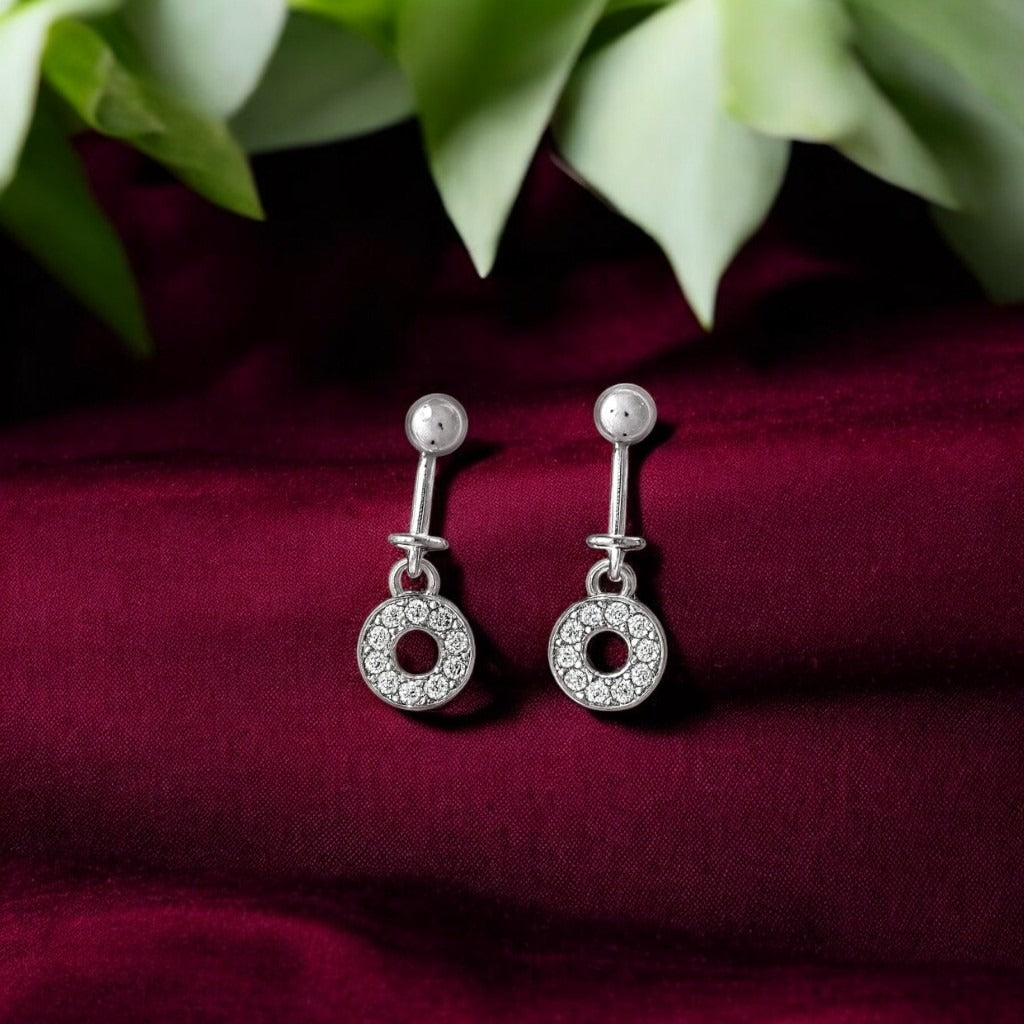 Silver Circular Diamond Bugadi Earrings
