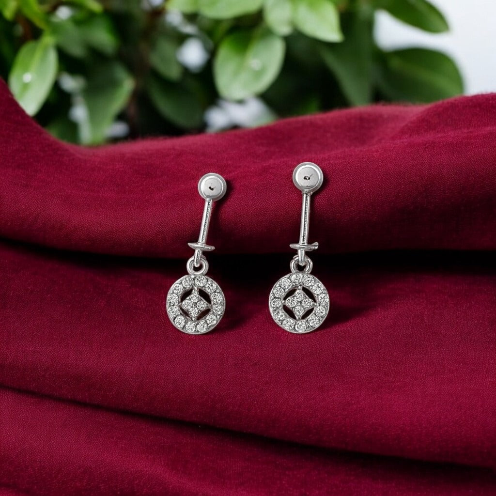 Silver Fancy Circular Diamond Bugadi Earrings