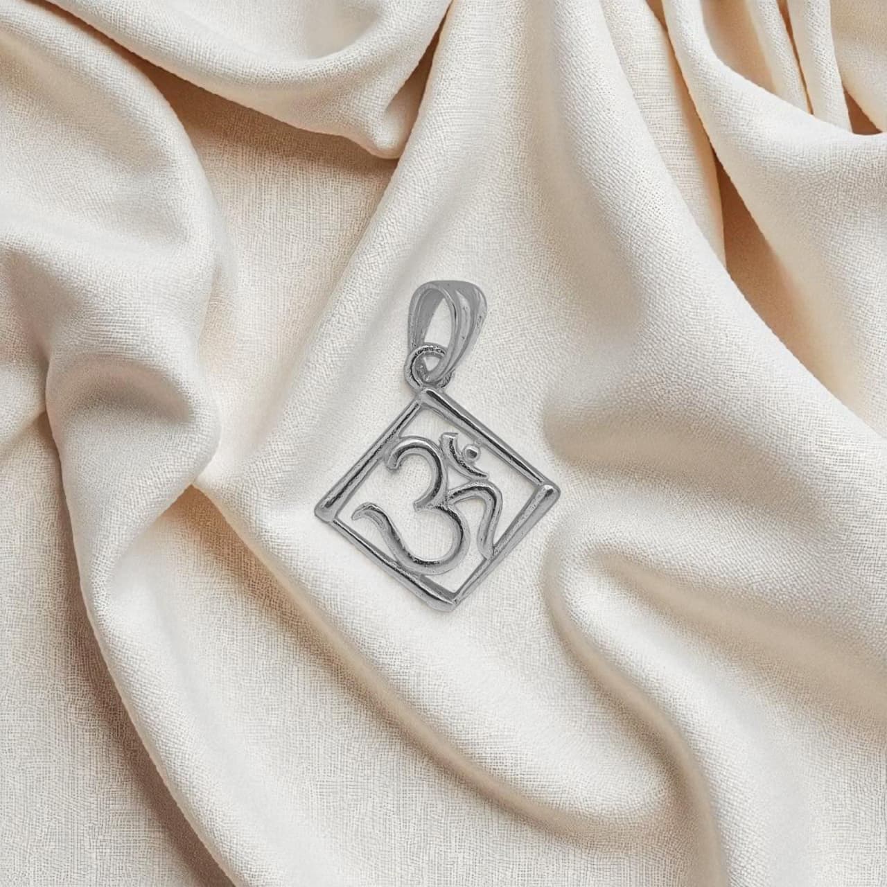 Silver Om Square Pendant