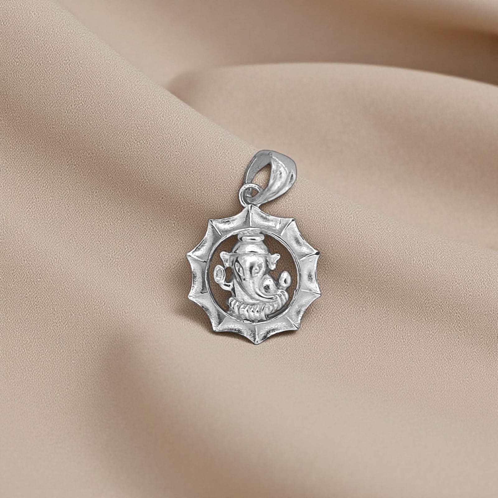 Silver Sun Ganpati Pendant
