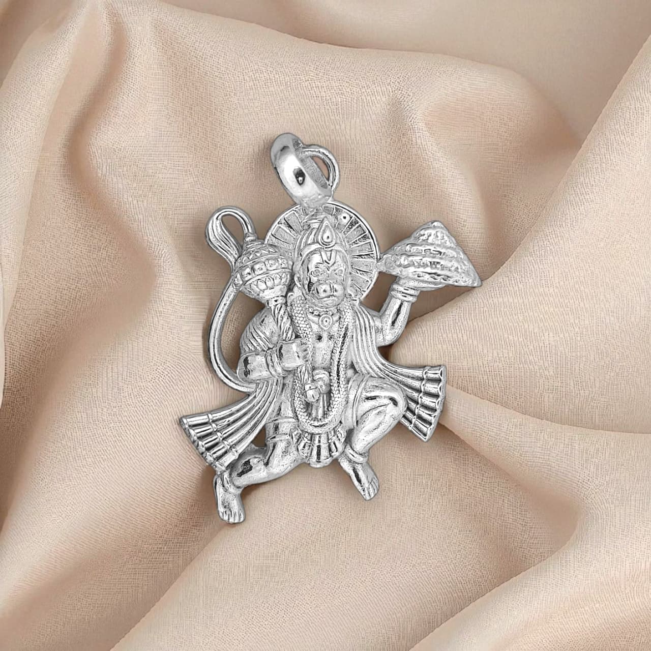 Silver Hanuman Pendant Big Size