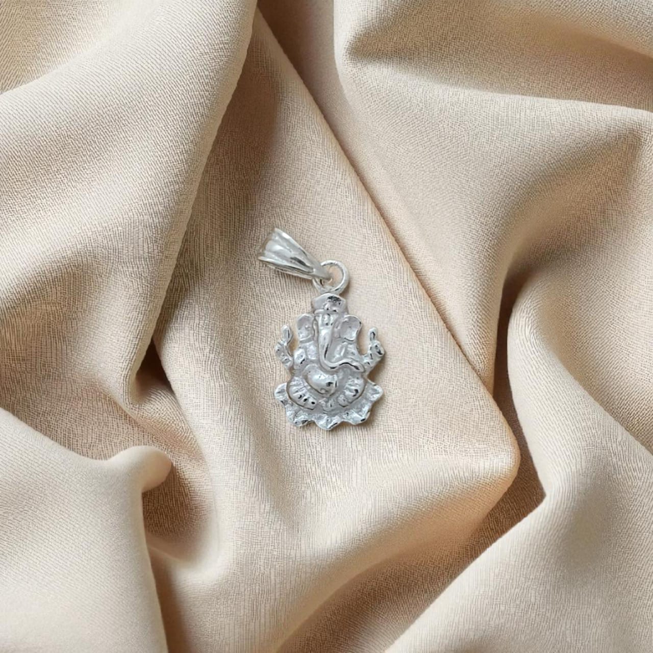 Silver Lotus Ganpati Baby Pendant