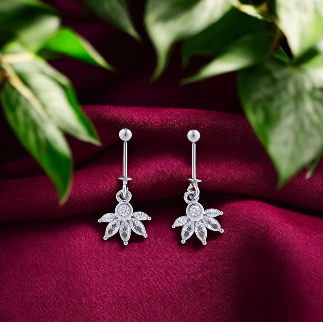 Silver Five Stone Bugadi Earrings