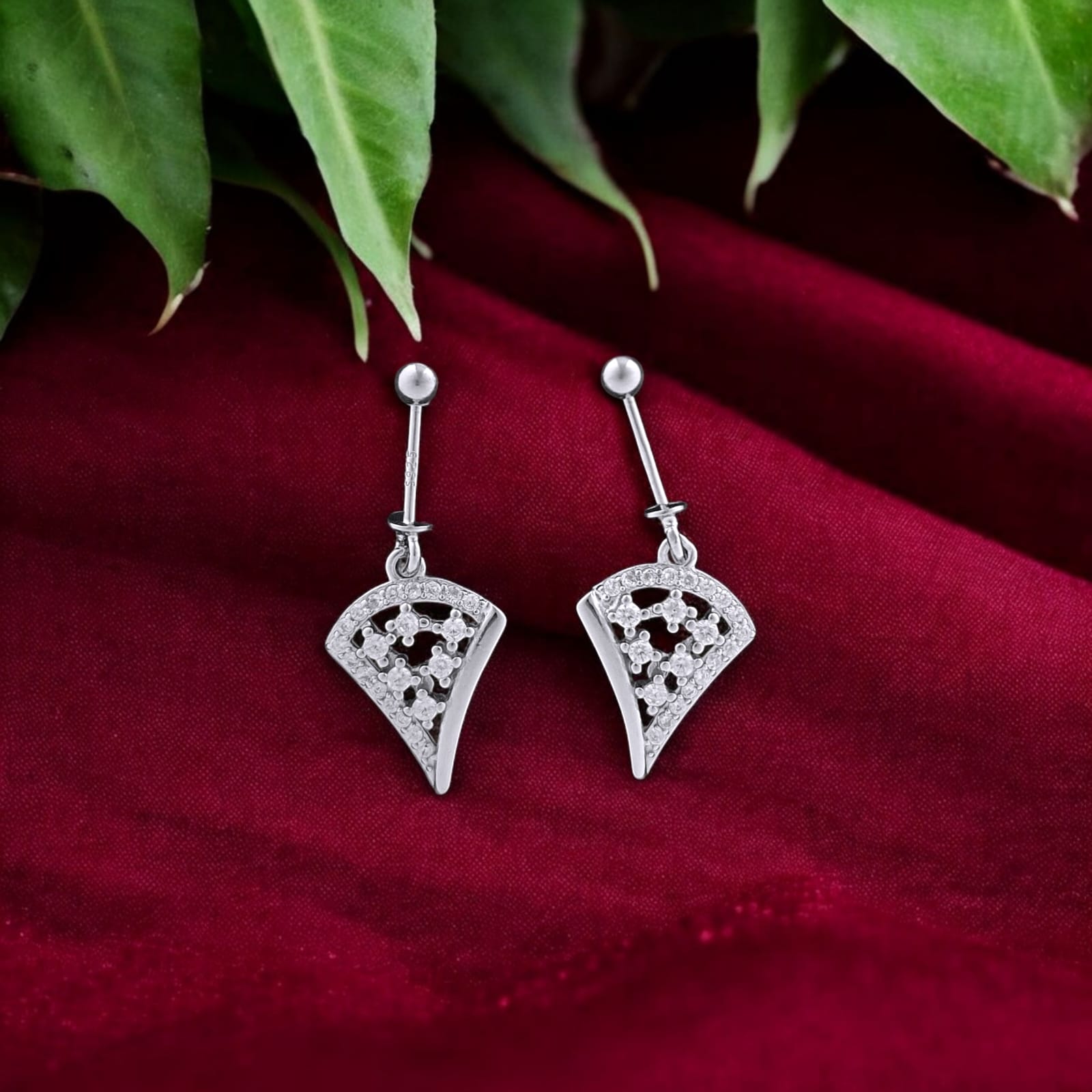 Silver Pyramid Stone Bugadi Earrings pair-925 Silver